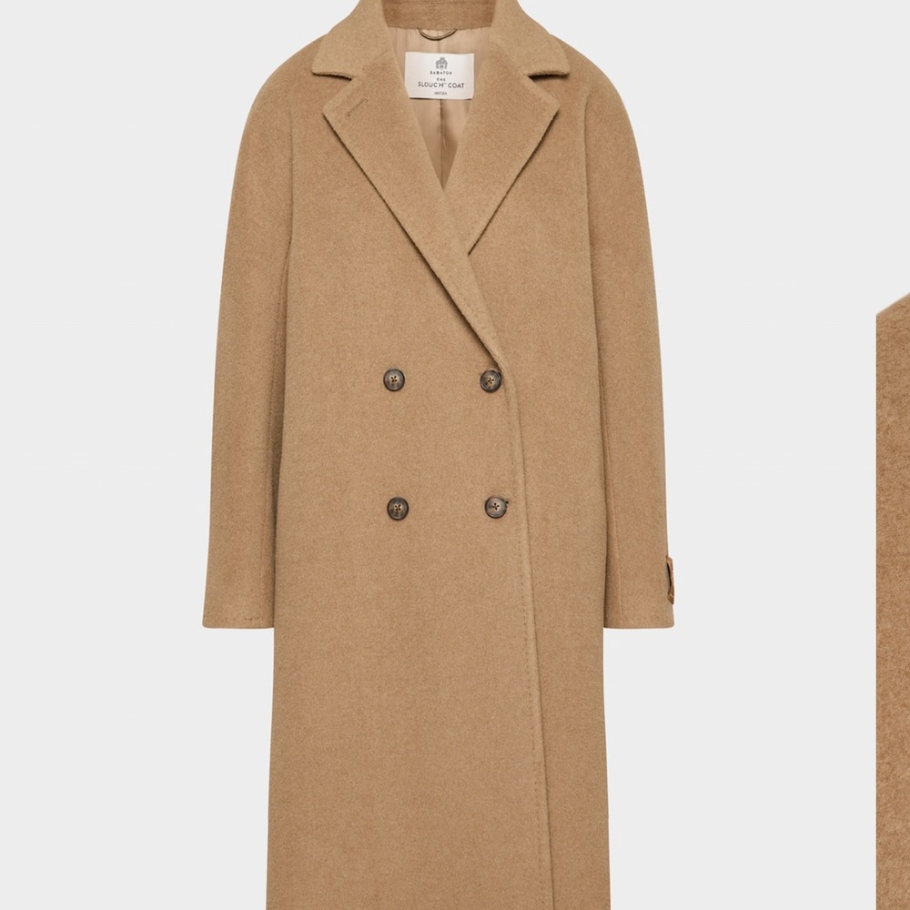 Aritzia Tan Double-Breasted Wool Coat